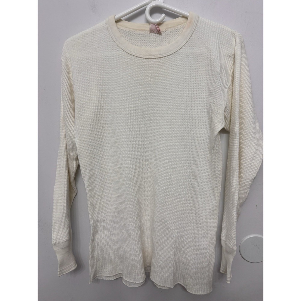 Vintage Health Knit Large Thermal King Long Sleeve Shirt 40x27 Ribbed (see desc)
